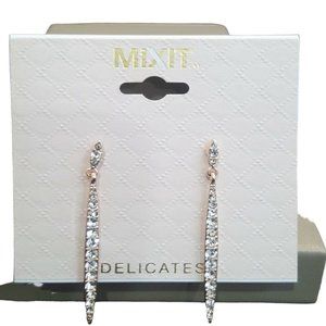 Mixit Women's Rose Gold Plated Rhinestone Dangle Drop Earrings NWT